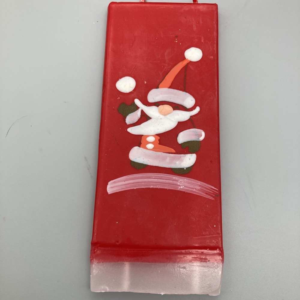 Set Of 4 Vintage Flatyz Flat Christmas Candles Santa Reindeer Snow Double Wick - Picture 8 of 16